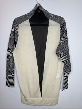 Missoni Black Cream Geometric abstract wool blend mock neck Sweater designer